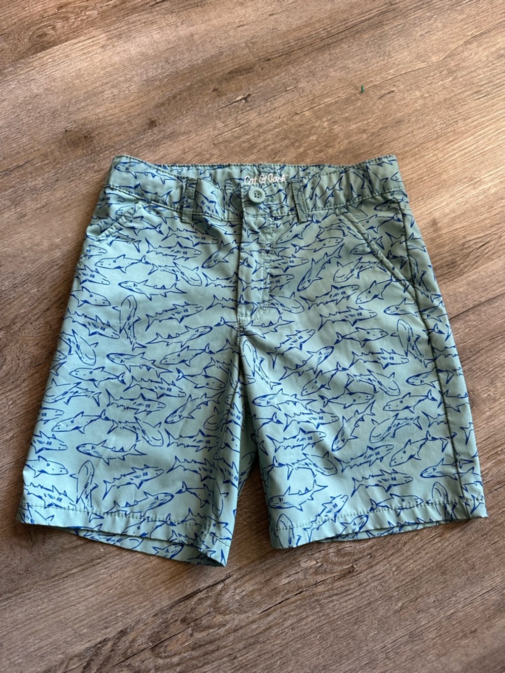Cat & Jack Mint Green Shark-Print Shorts